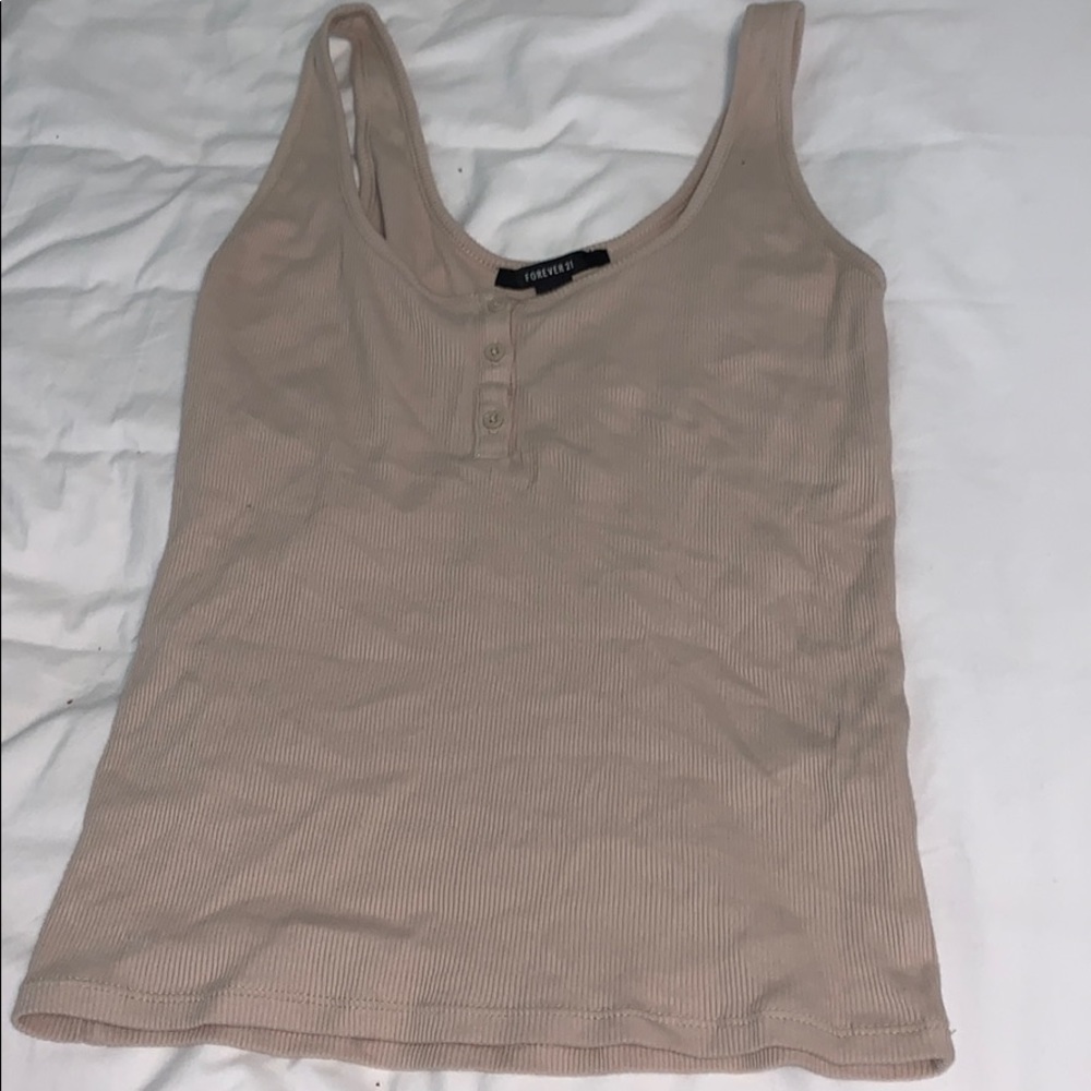 Button tan tank top